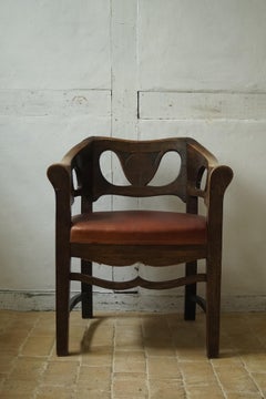 Bernhard Pankok Lounge Chair, Solid Oak, Jugendstil Design, c. 1898