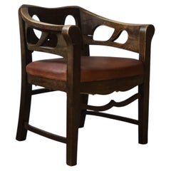 Bernhard Pankok Lounge Chair, Solid Oak, Jugendstil Design, c. 1898