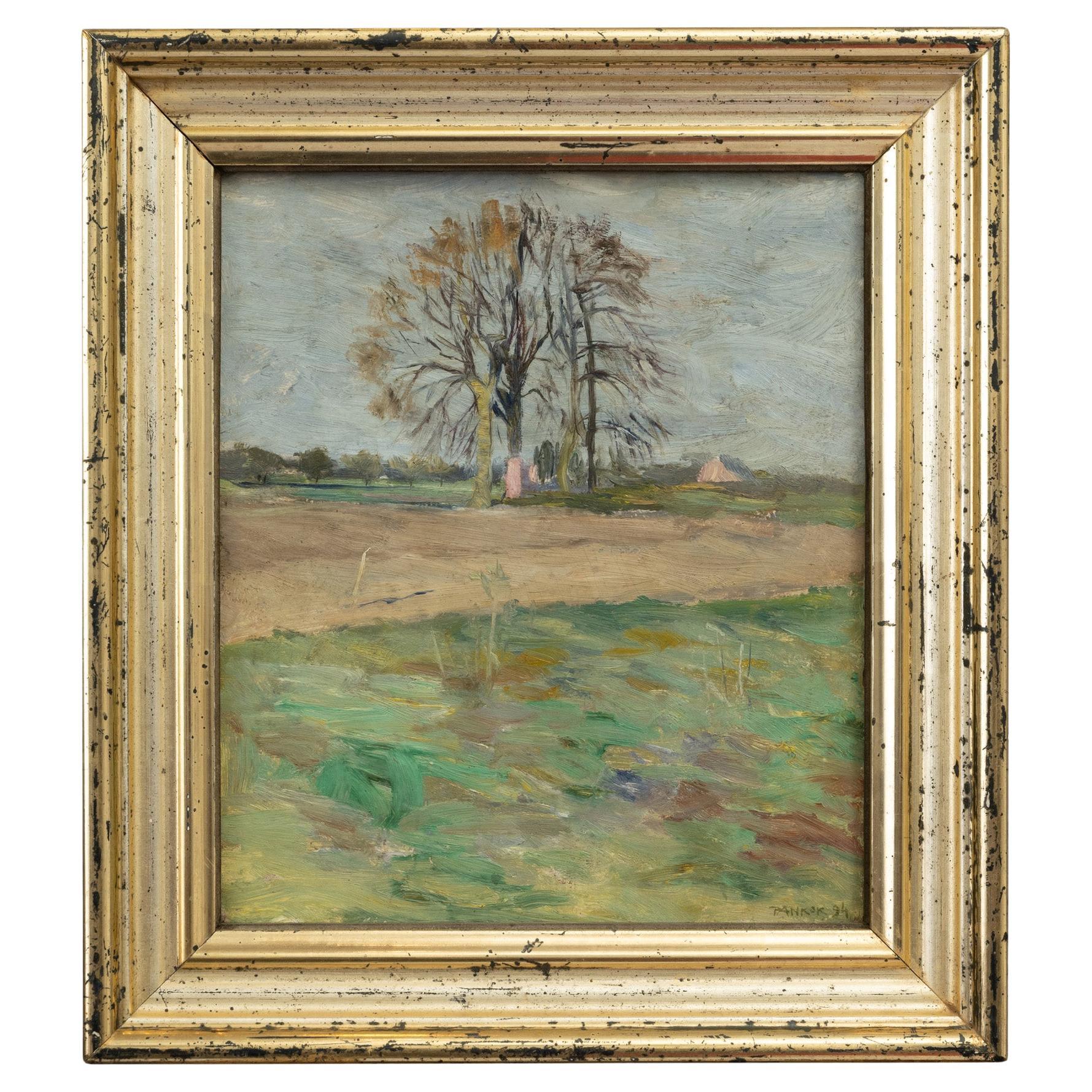 Bernhard Pankok Pintura "Árbol en un prado" 1894 Óleo sobre lienzo
