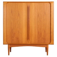 Bernhard Pedersen and Søn Teak Highboard Cabinet with Tambour Doors, 1960s