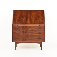 Bernhard Pedersen and Son Mid Century Rosewood Drop Front Secretary Desk