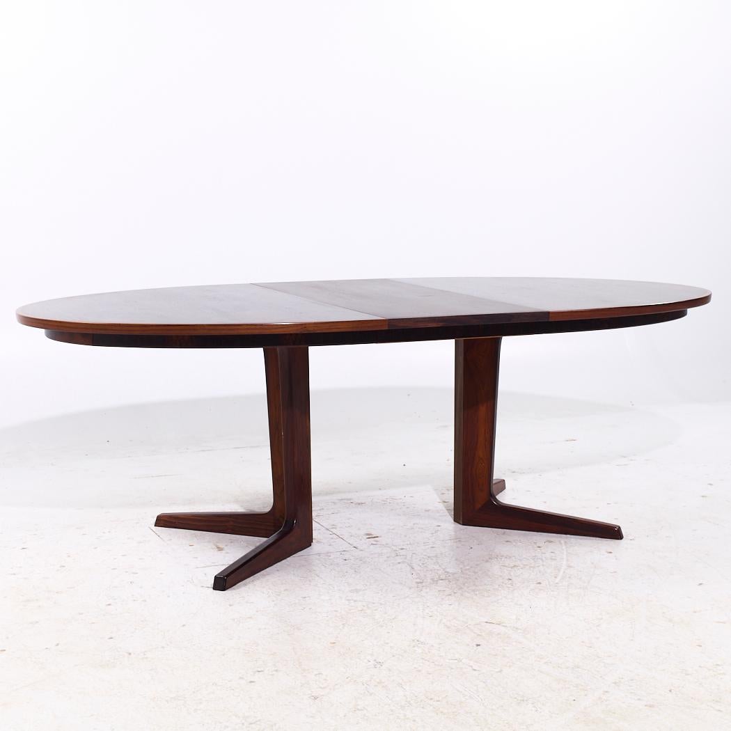 Table de salle à manger danoise Bernhard Pedersen MCM extensible en bois de rose avec 2 rallonges en vente 3