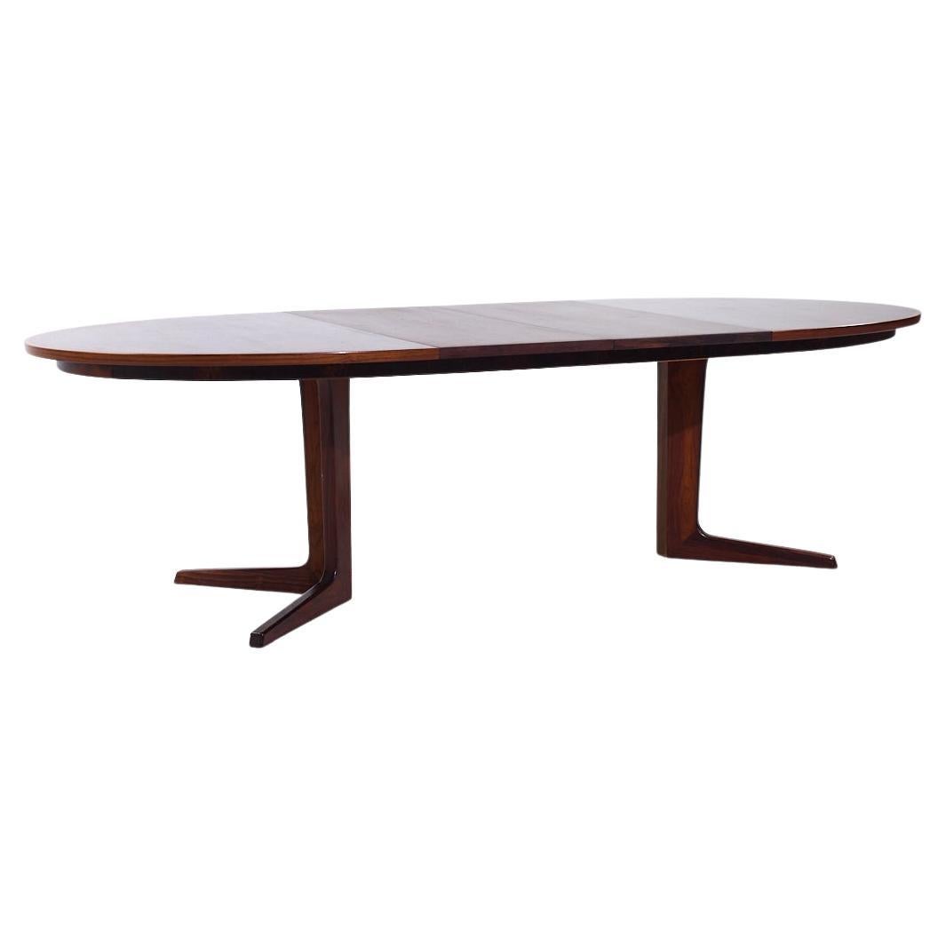 Bernhard Pedersen MCM Danish Rosewood Expanding Dining Table with 2 Leaves