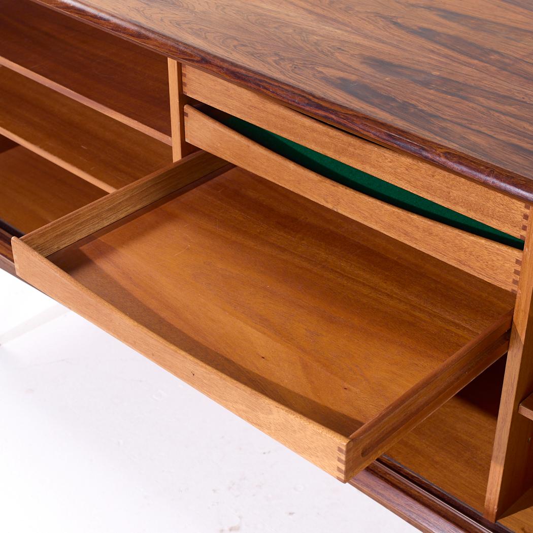 Bernhard Pedersen Mid Century Danish Rosewood Tambour Door Credenza For Sale 5