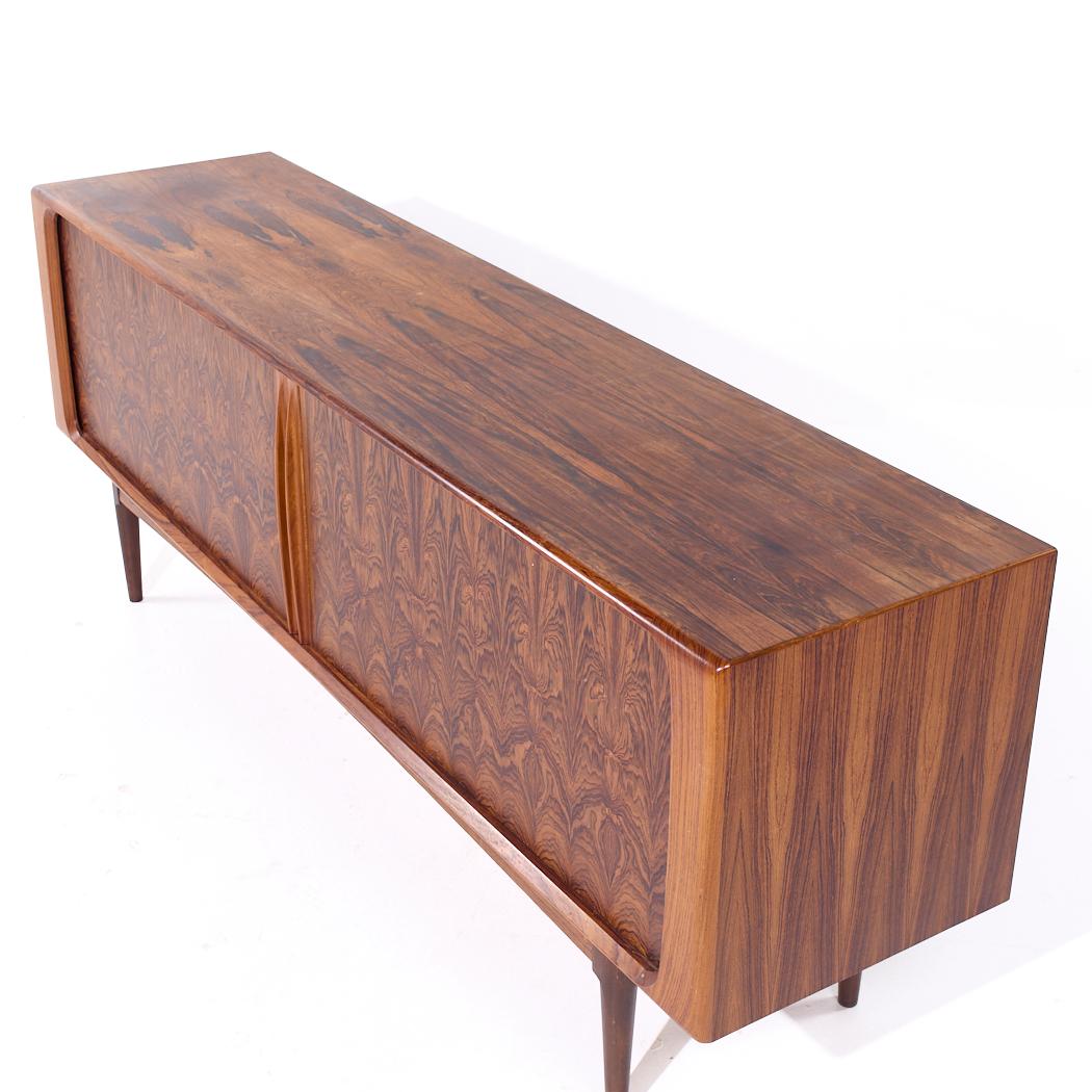 Bernhard Pedersen Mid Century Danish Rosewood Tambour Door Credenza For Sale 6