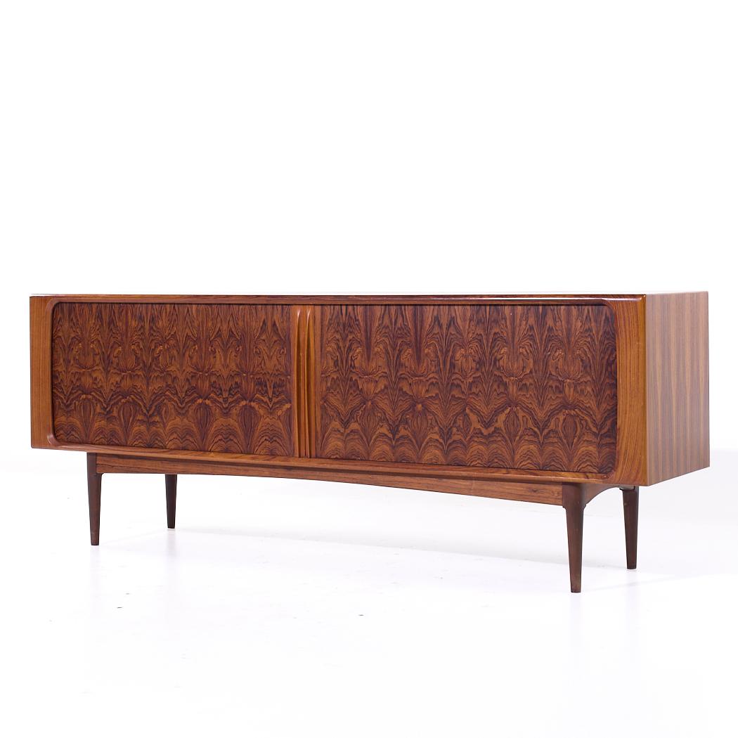 Mid-Century Modern Bernhard Pedersen Mid Century Danish Rosewood Tambour Door Credenza For Sale