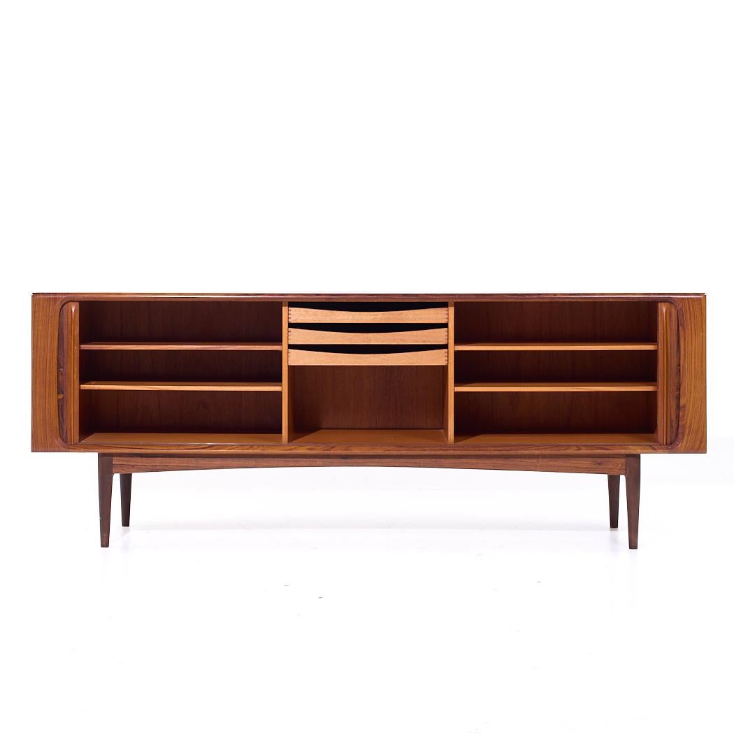 Bernhard Pedersen Mid Century Danish Rosewood Tambour Door Credenza For Sale 1