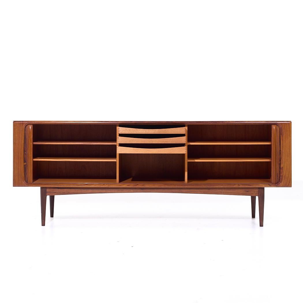 Bernhard Pedersen Mid Century Danish Rosewood Tambour Door Credenza For Sale 2