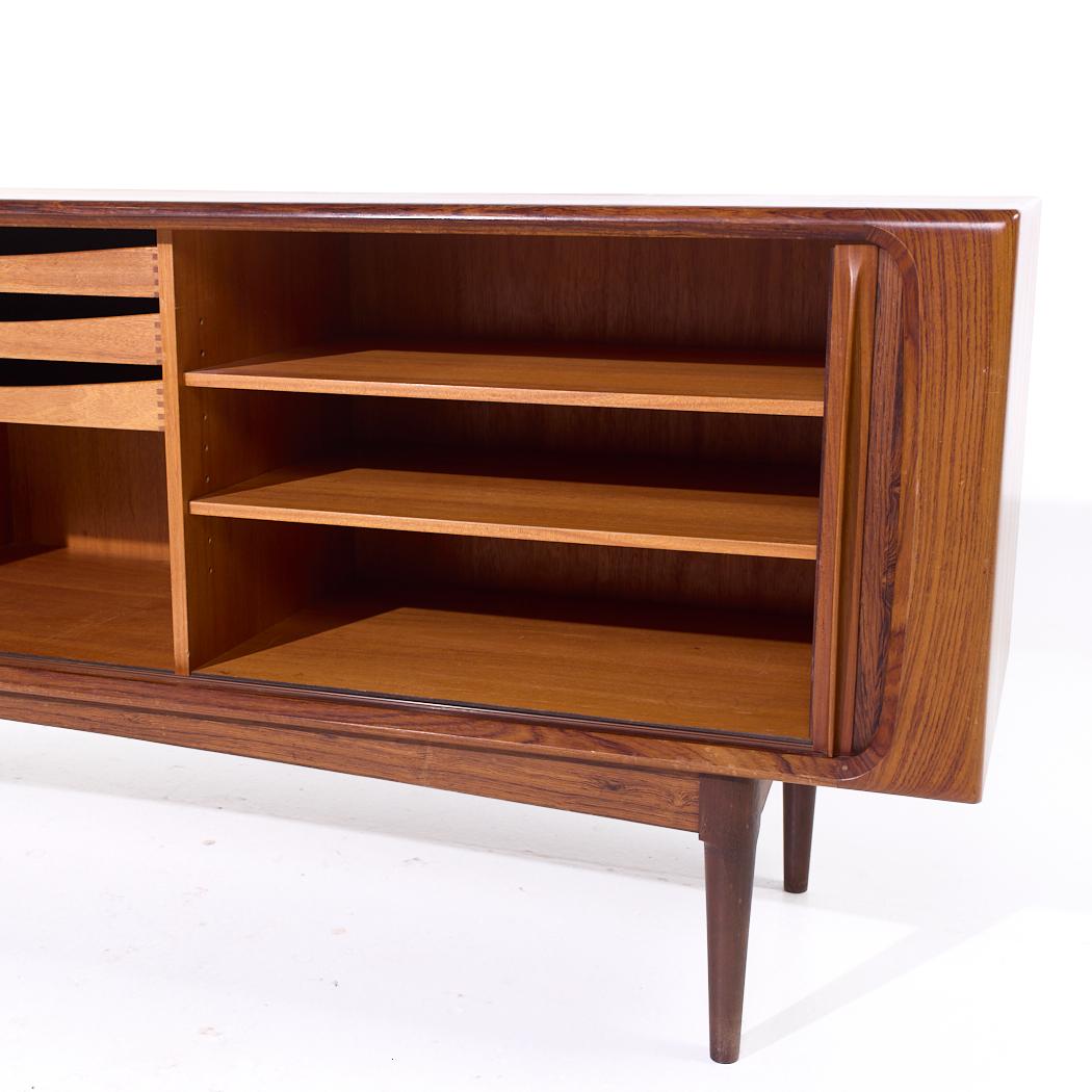 Bernhard Pedersen Mid Century Danish Rosewood Tambour Door Credenza For Sale 3