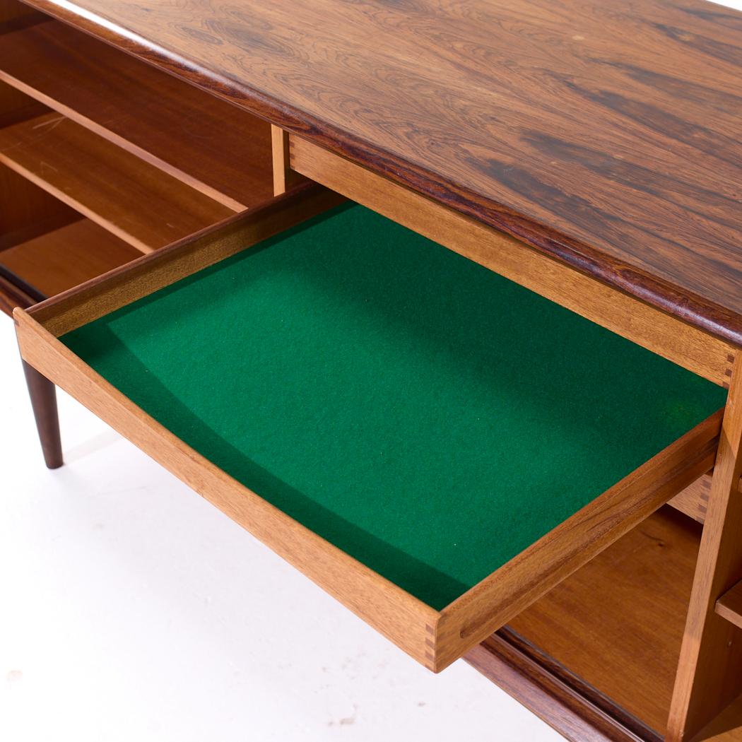Bernhard Pedersen Mid Century Danish Rosewood Tambour Door Credenza For Sale 4