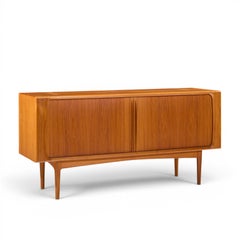 Bernhard Pedersen Mid Century Danish Teak Tambour Credenza and Hutch
