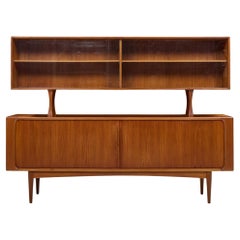 Bernhard Pedersen Mid Century Danish  Teak Tambour Credenza and Hutch