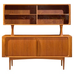 Bernhard Pedersen Mid Century Danish Teak Tambour Credenza and Hutch