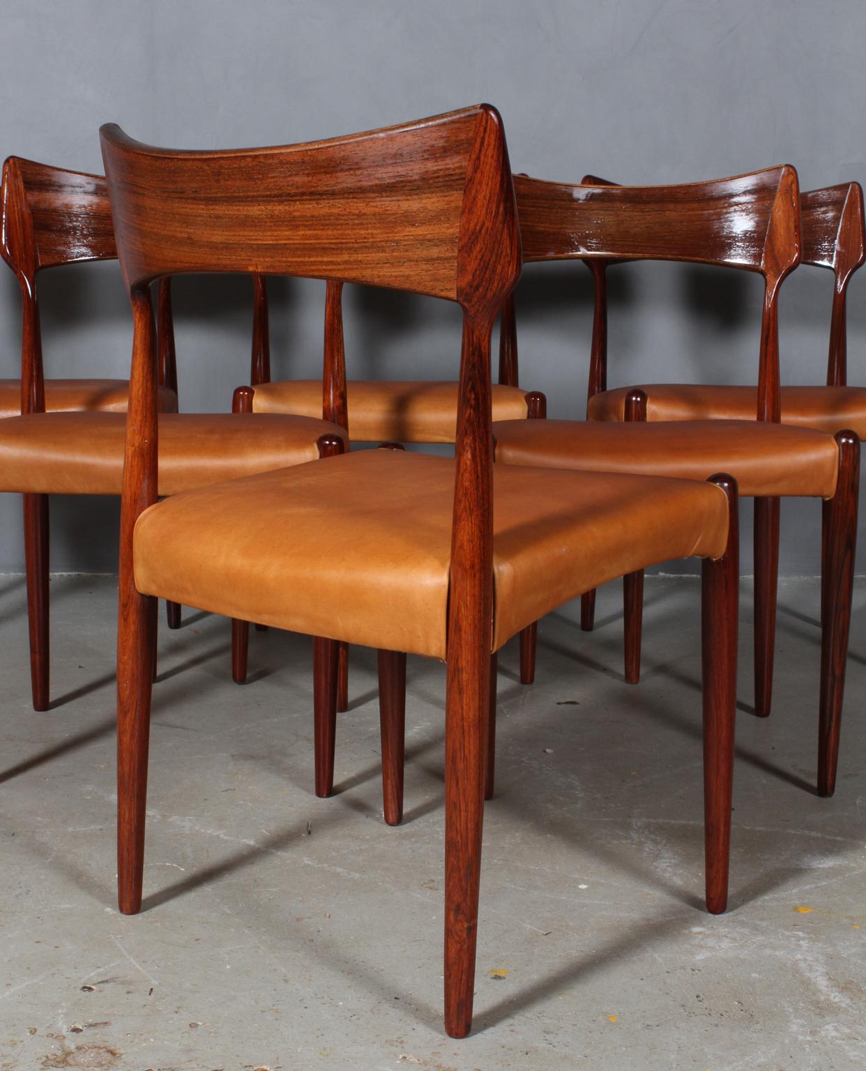 Leather Bernhard Pedersen & Søn Set of Dining Chairs