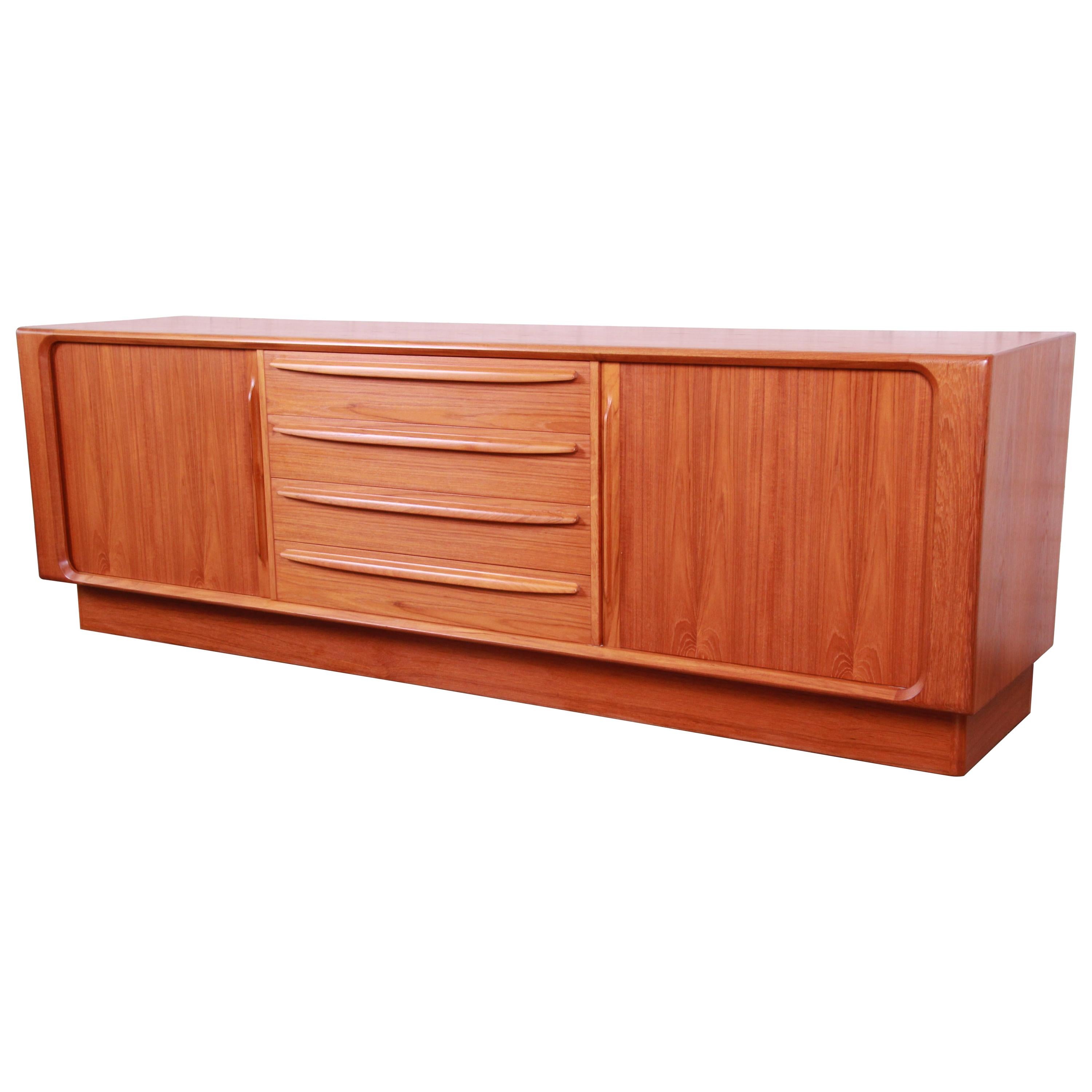 Bernhard Pedersen & Son Danish Modern Teak Tambour Door Sideboard Credenza