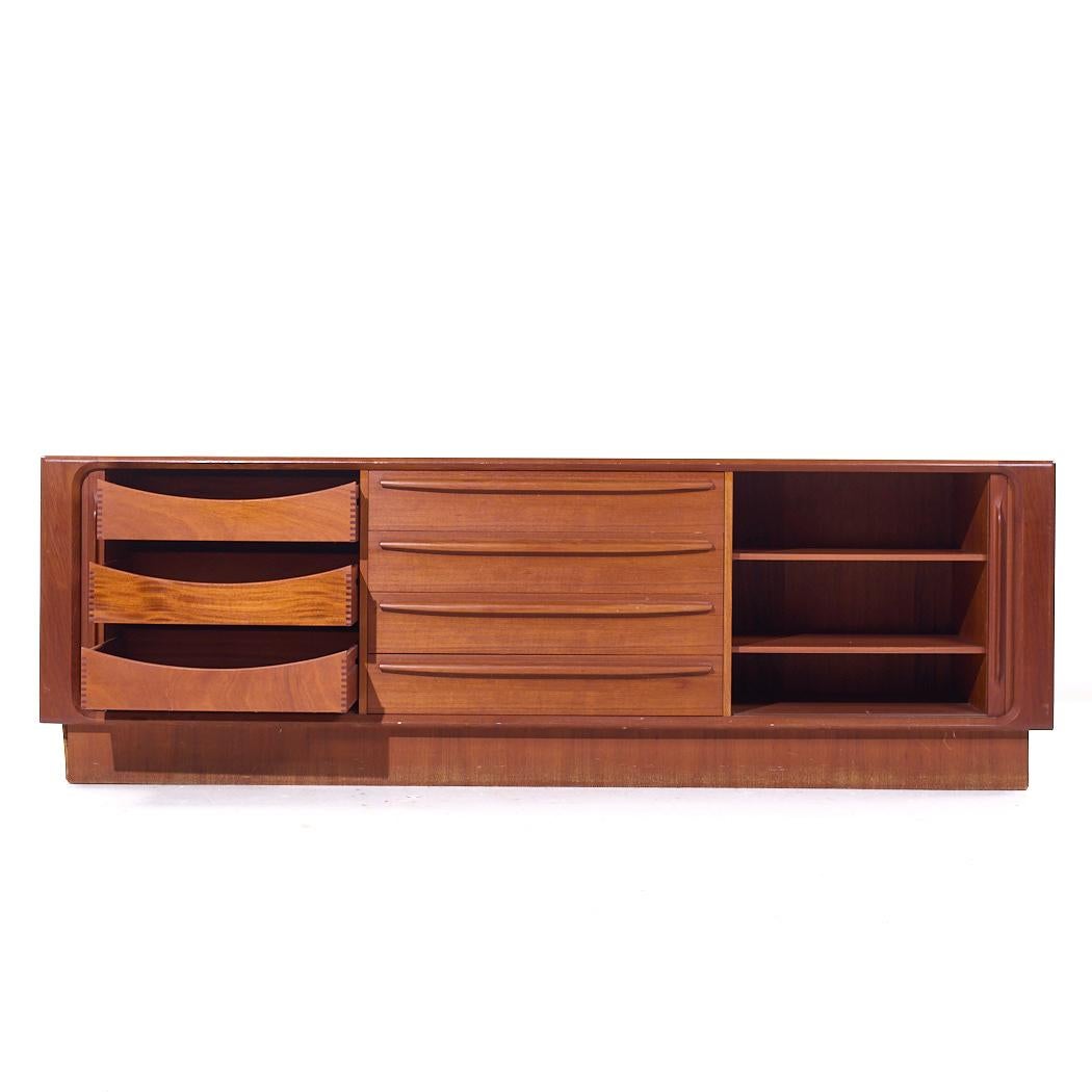 Bernhard Pedersen & Son MCM Danish Modern Teak Tambour Door Sideboard Credenza For Sale 5