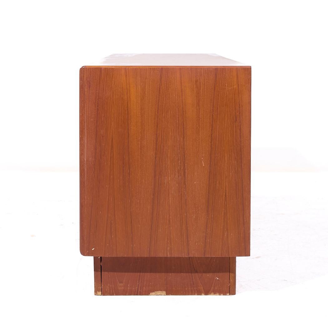 Late 20th Century Bernhard Pedersen & Son MCM Danish Modern Teak Tambour Door Sideboard Credenza For Sale