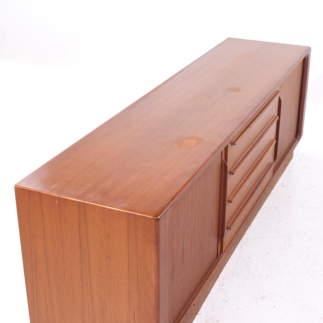 Bernhard Pedersen & Son MCM Danish Modern Teak Tambour Door Sideboard Credenza For Sale 1