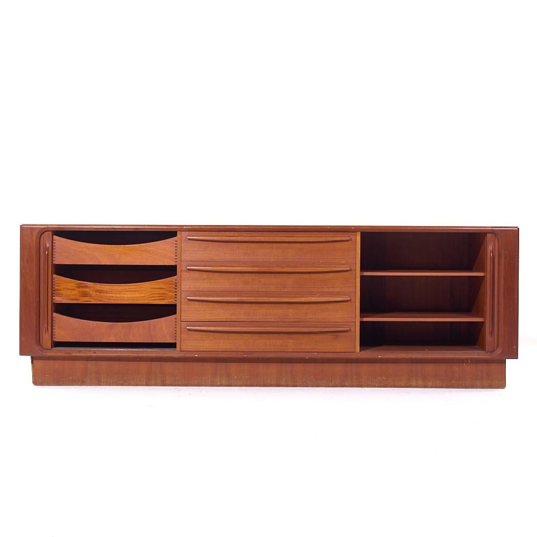 Bernhard Pedersen & Son MCM Danish Modern Teak Tambour Door Sideboard Credenza For Sale 2