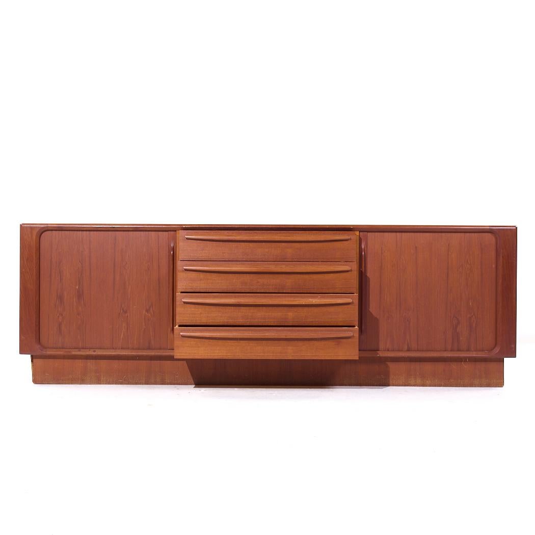 Bernhard Pedersen & Son MCM Danish Modern Teak Tambour Door Sideboard Credenza For Sale 4