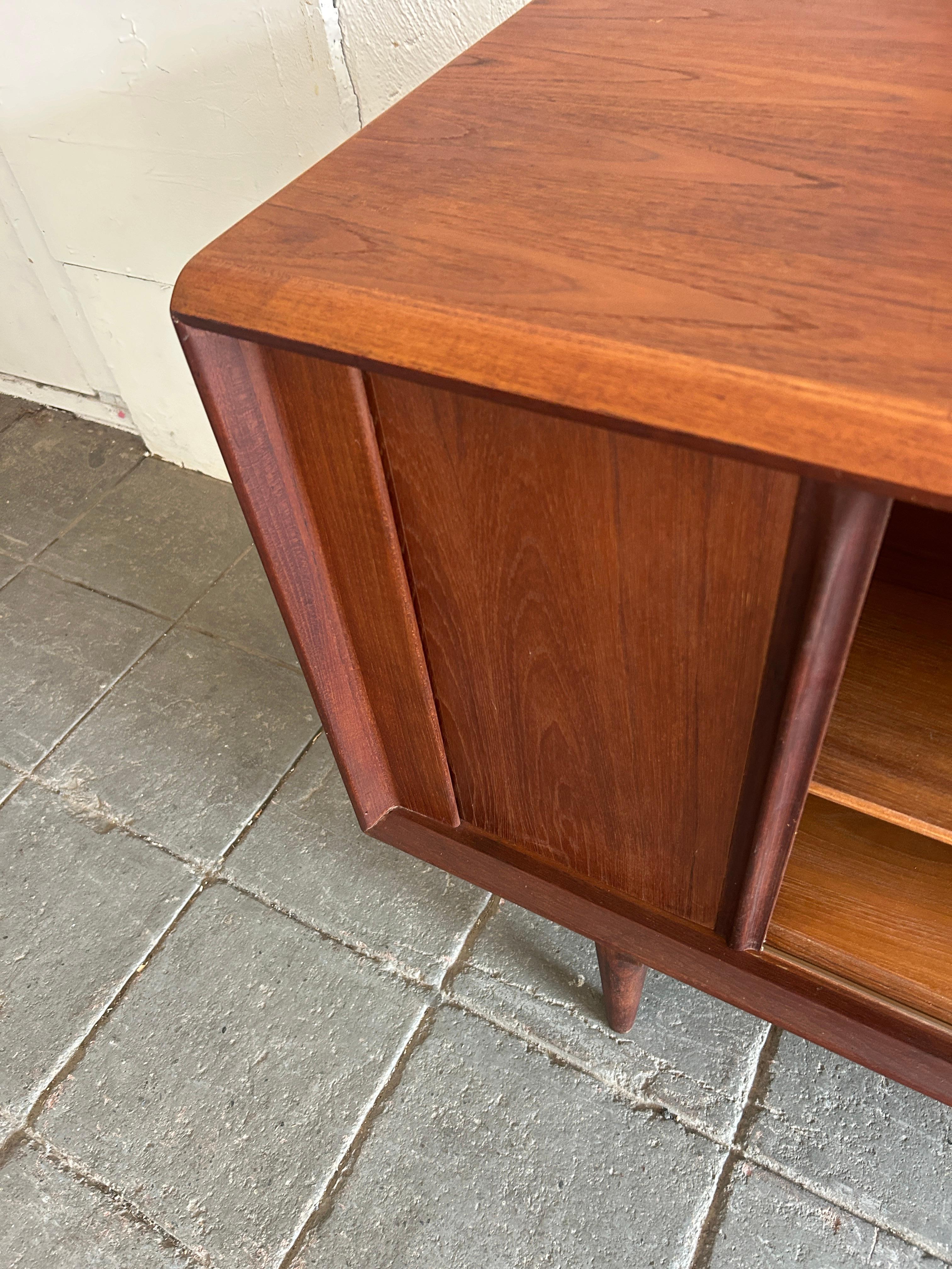 Bernhard Pedersen & Son Mid century Long Danish Teak Credenza Tambour doors 7