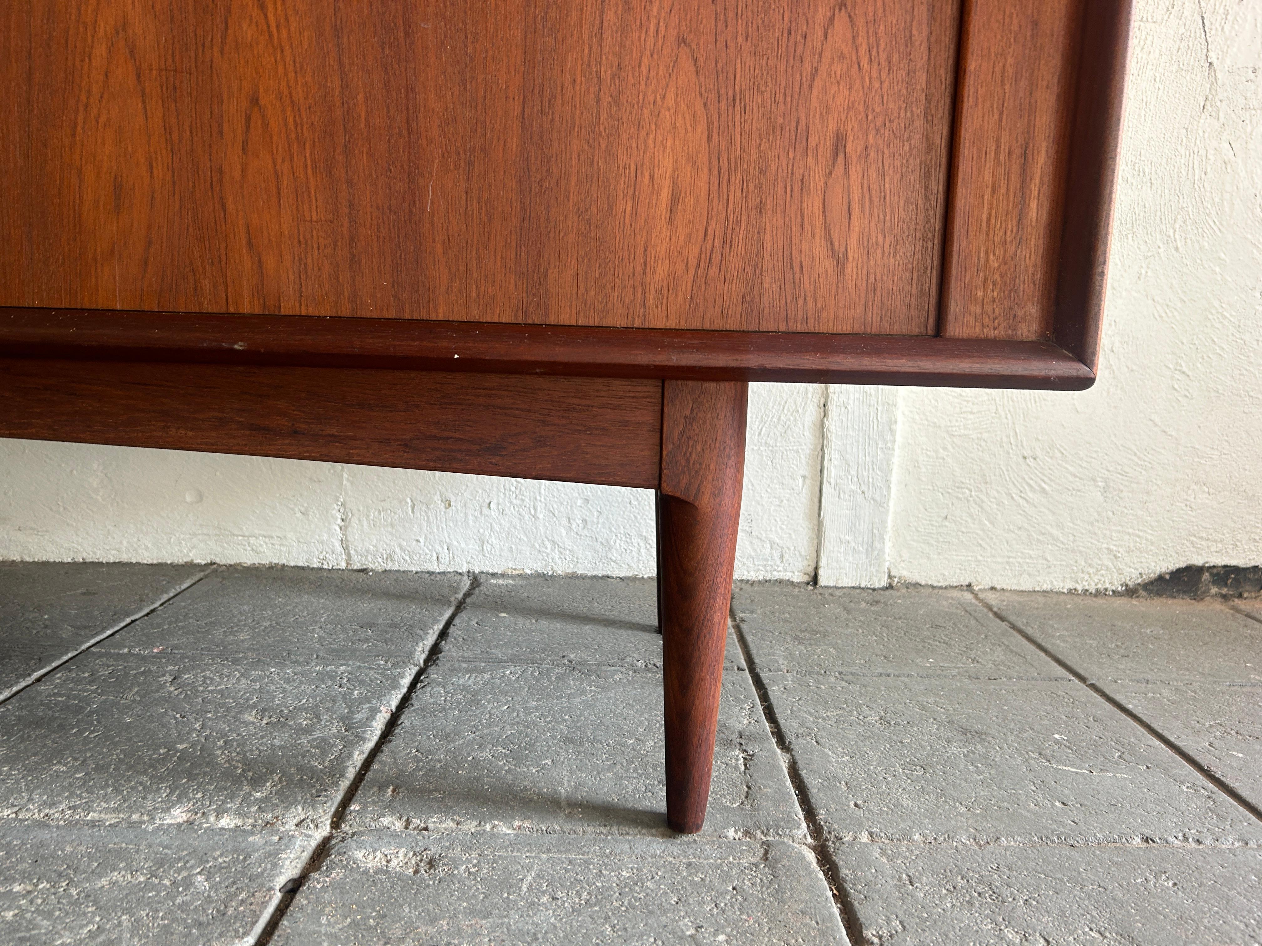 Bernhard Pedersen & Son Mid century Long Danish Teak Credenza Tambour doors 8