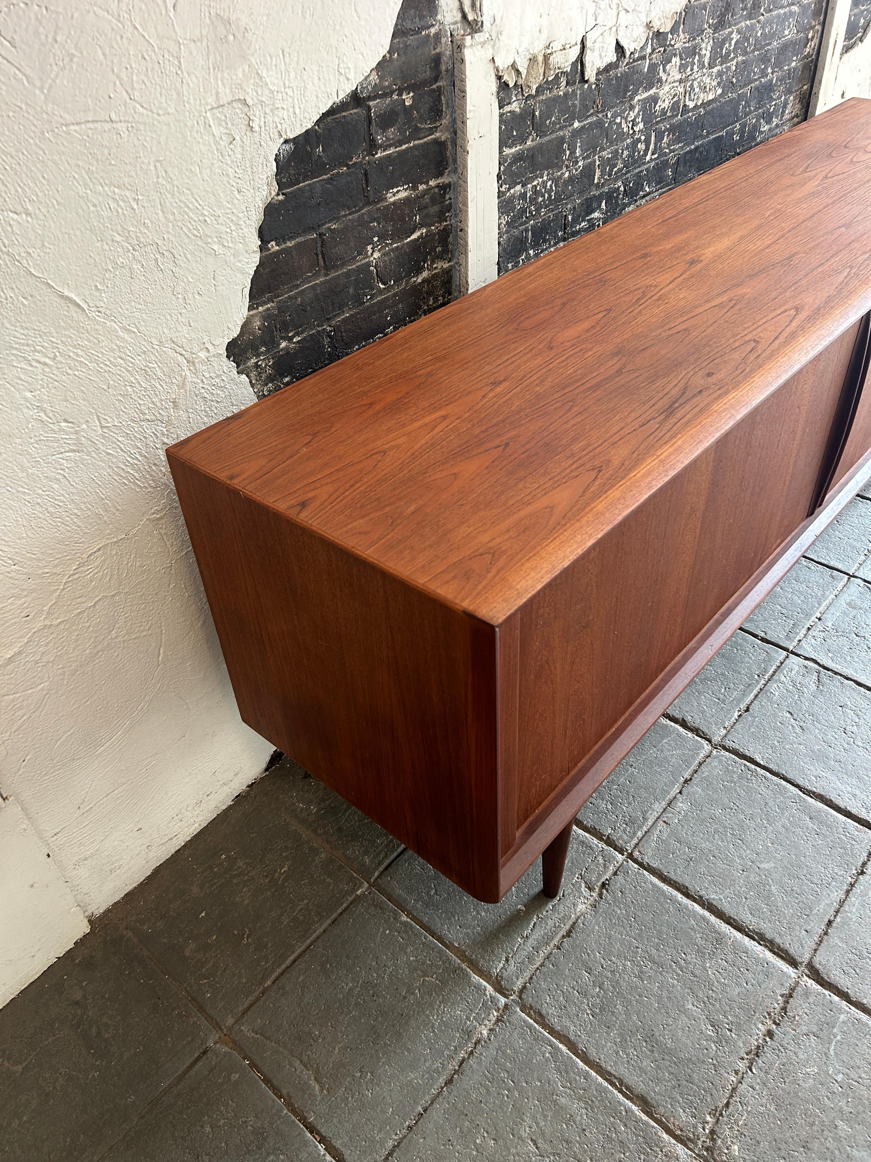 Bernhard Pedersen & Son Mid century Long Danish Teak Credenza Tambour doors 2