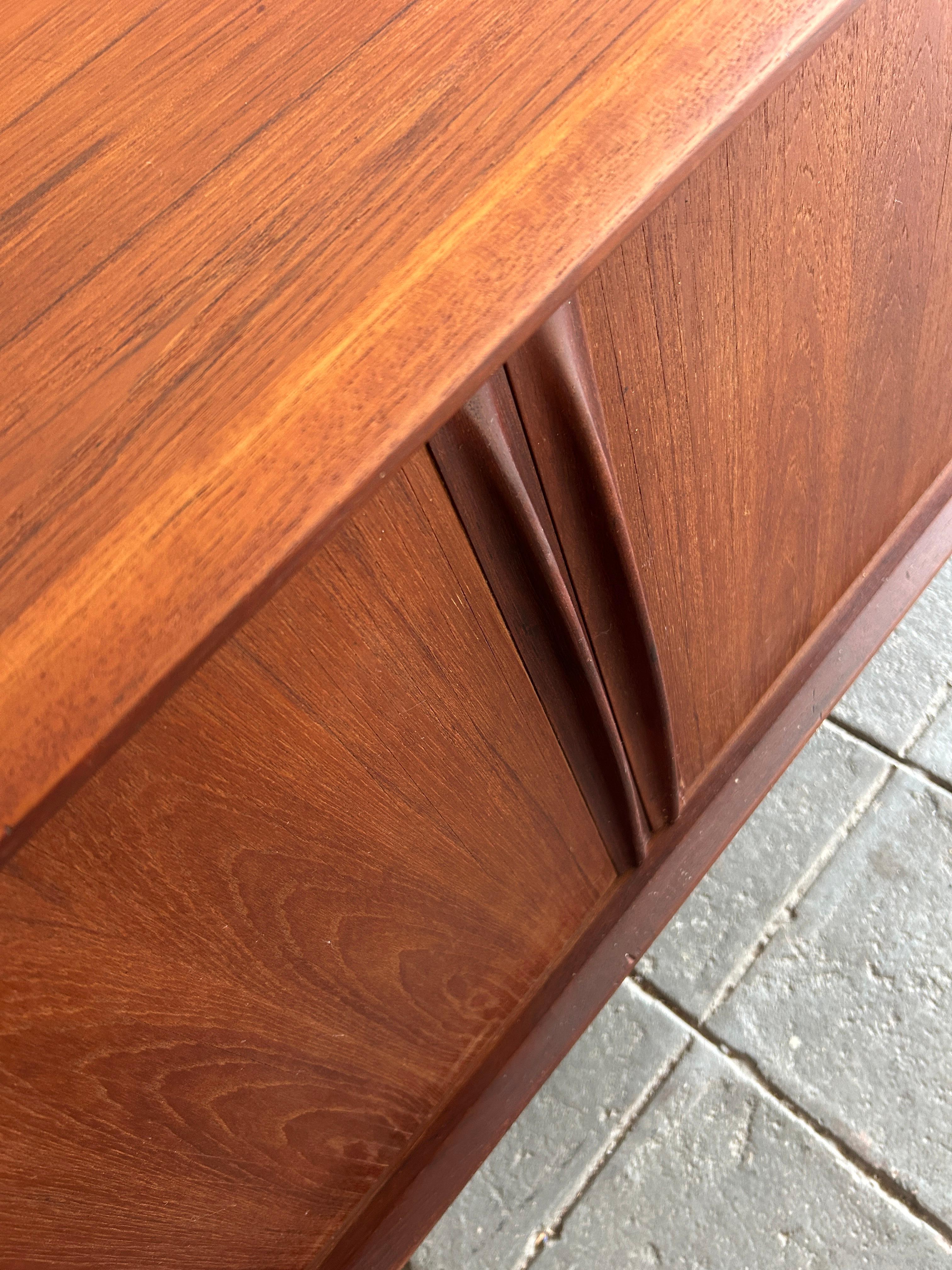 Bernhard Pedersen & Son Mid century Long Danish Teak Credenza Tambour doors 3