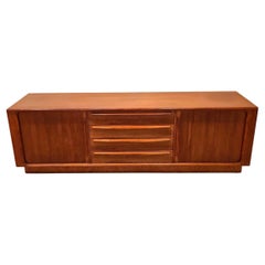 Bernhard Pedersen & Son Mid Century Long Danish teak Credenza Tambour doors