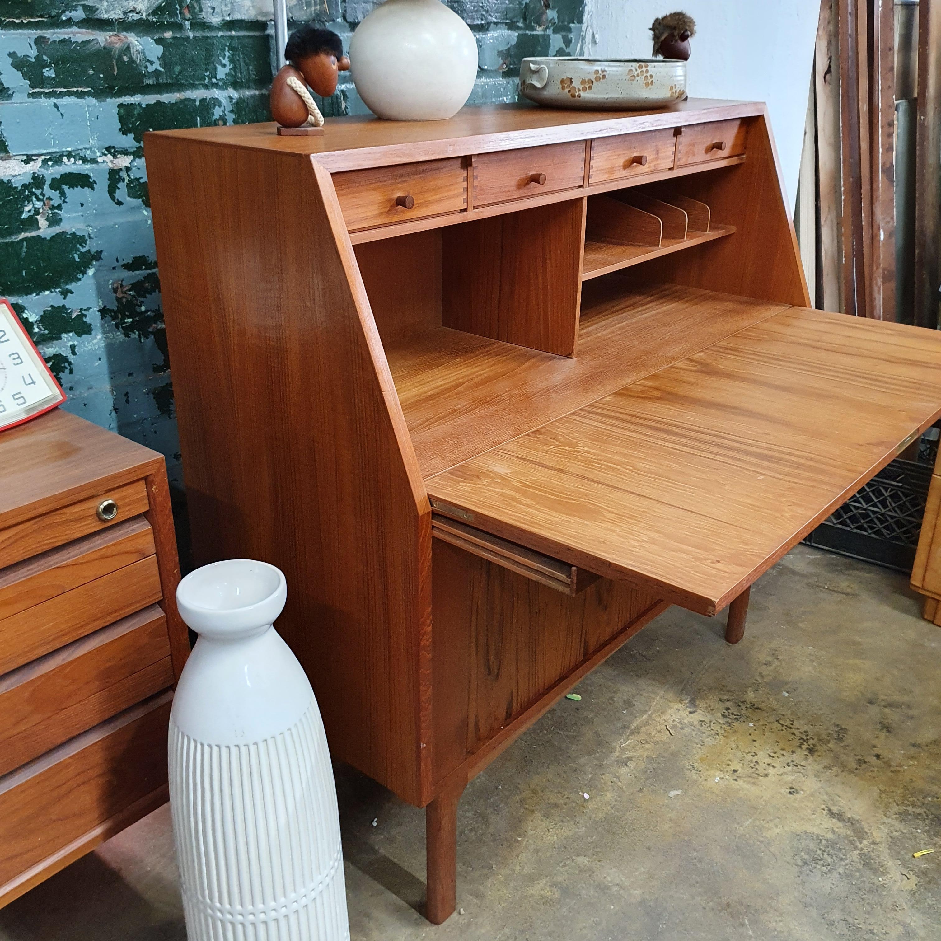 Danish Bernhard Pedersen & Sons Teak Secretary Desk