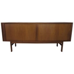Vintage Bernhard Pedersen Tambour Door Danish Credenza or Server
