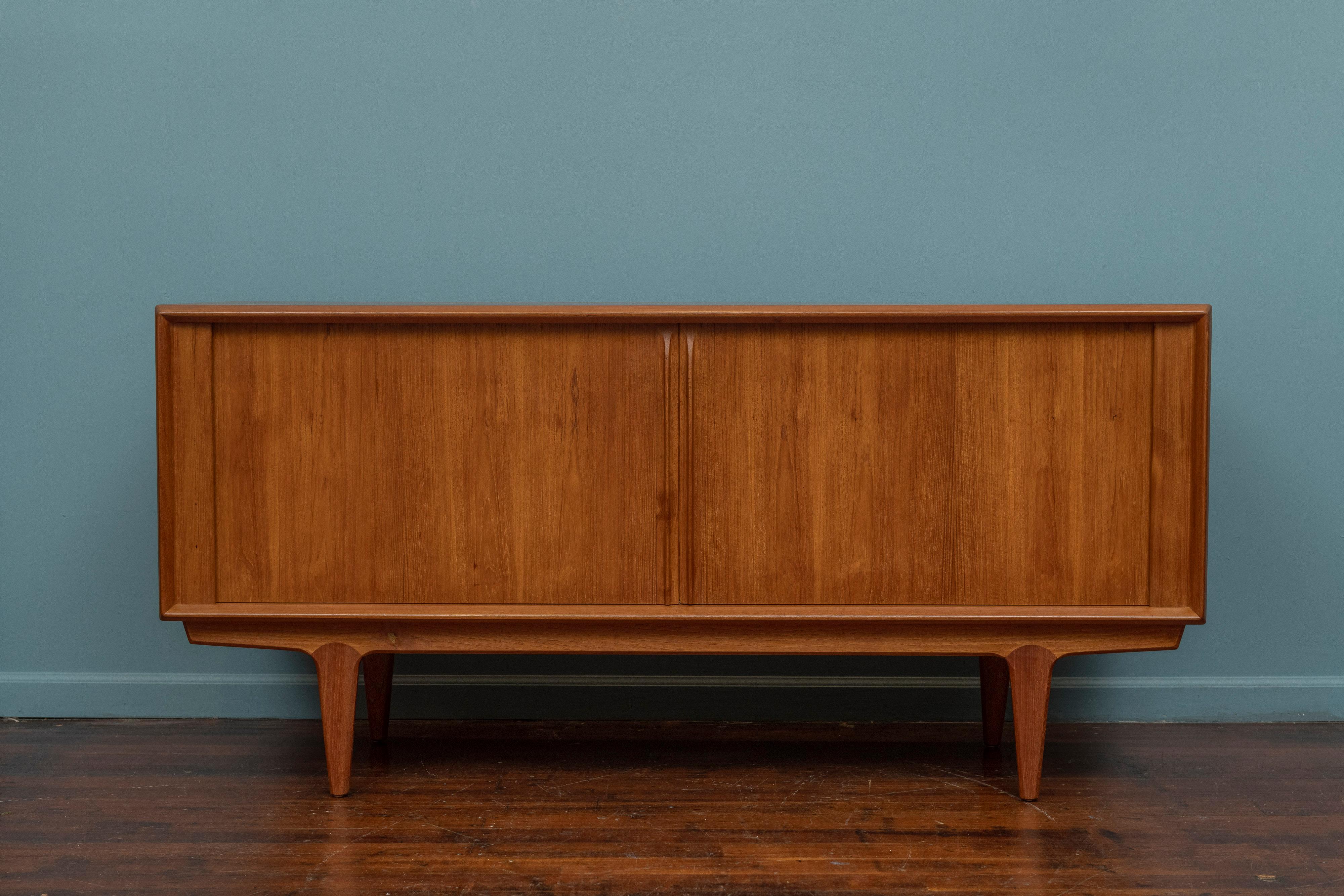 Scandinavian Modern Bernhard Pedersen Tambour Door Teak Credenza