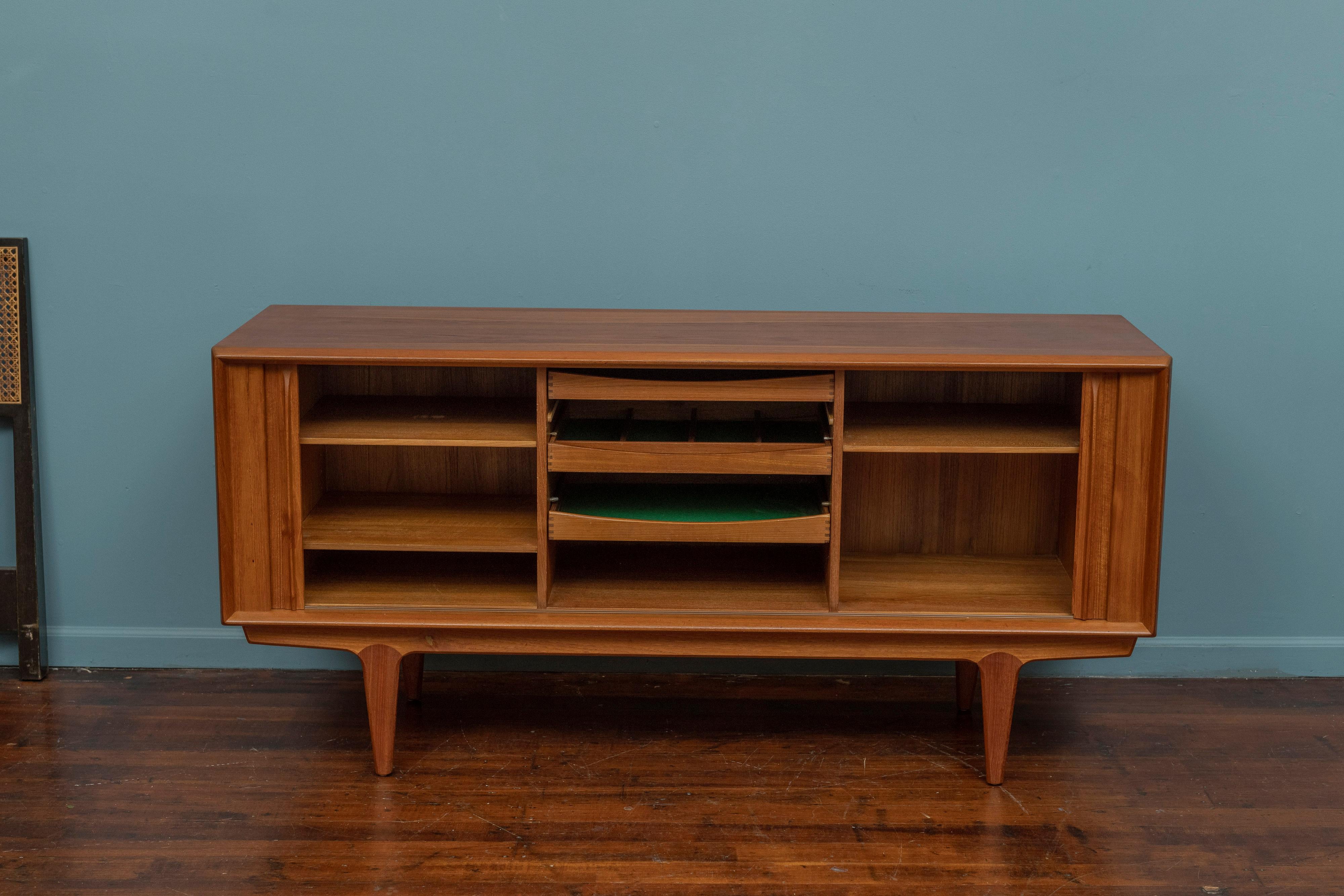 Danish Bernhard Pedersen Tambour Door Teak Credenza