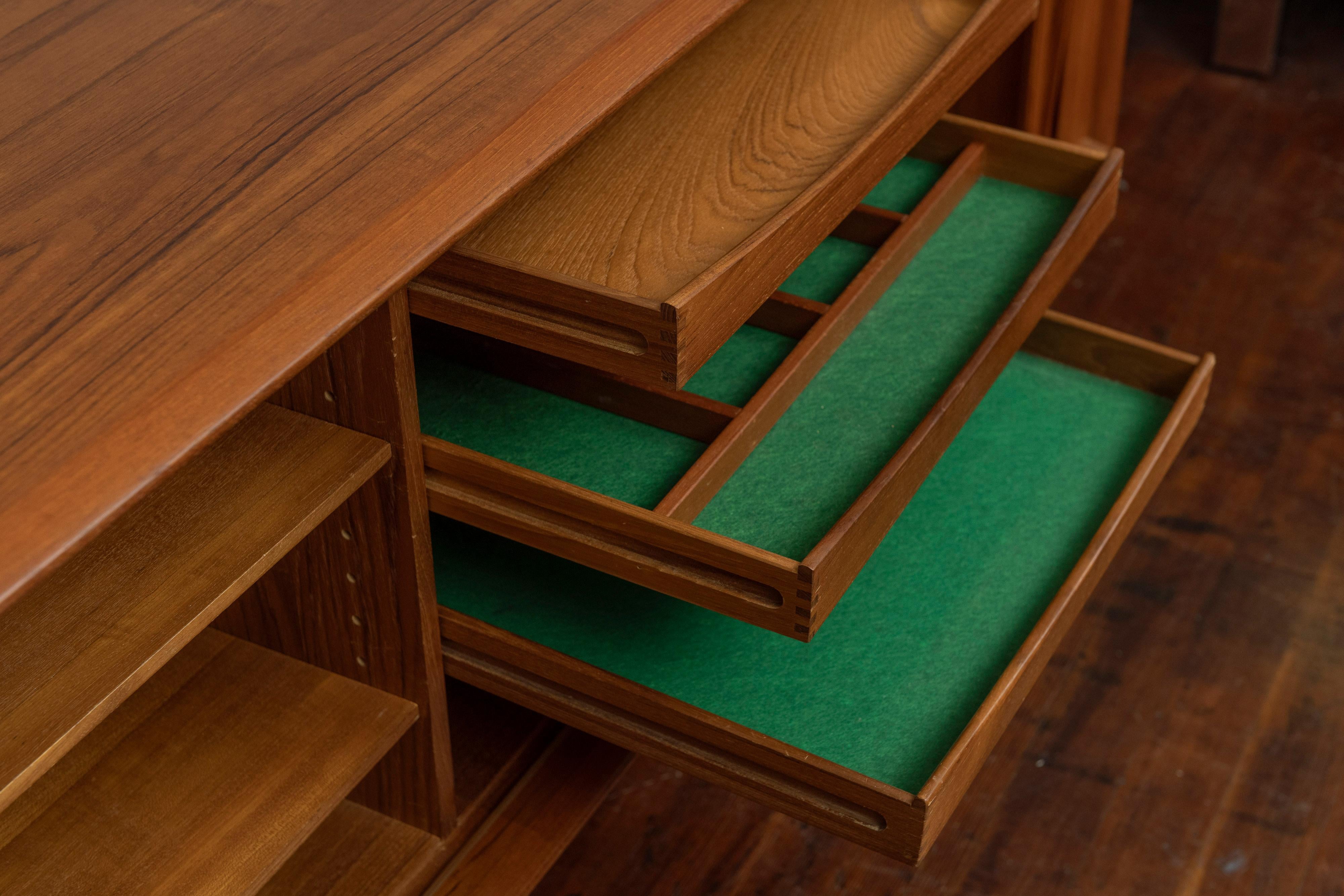 Bernhard Pedersen Tambour Door Teak Credenza In Good Condition In San Francisco, CA