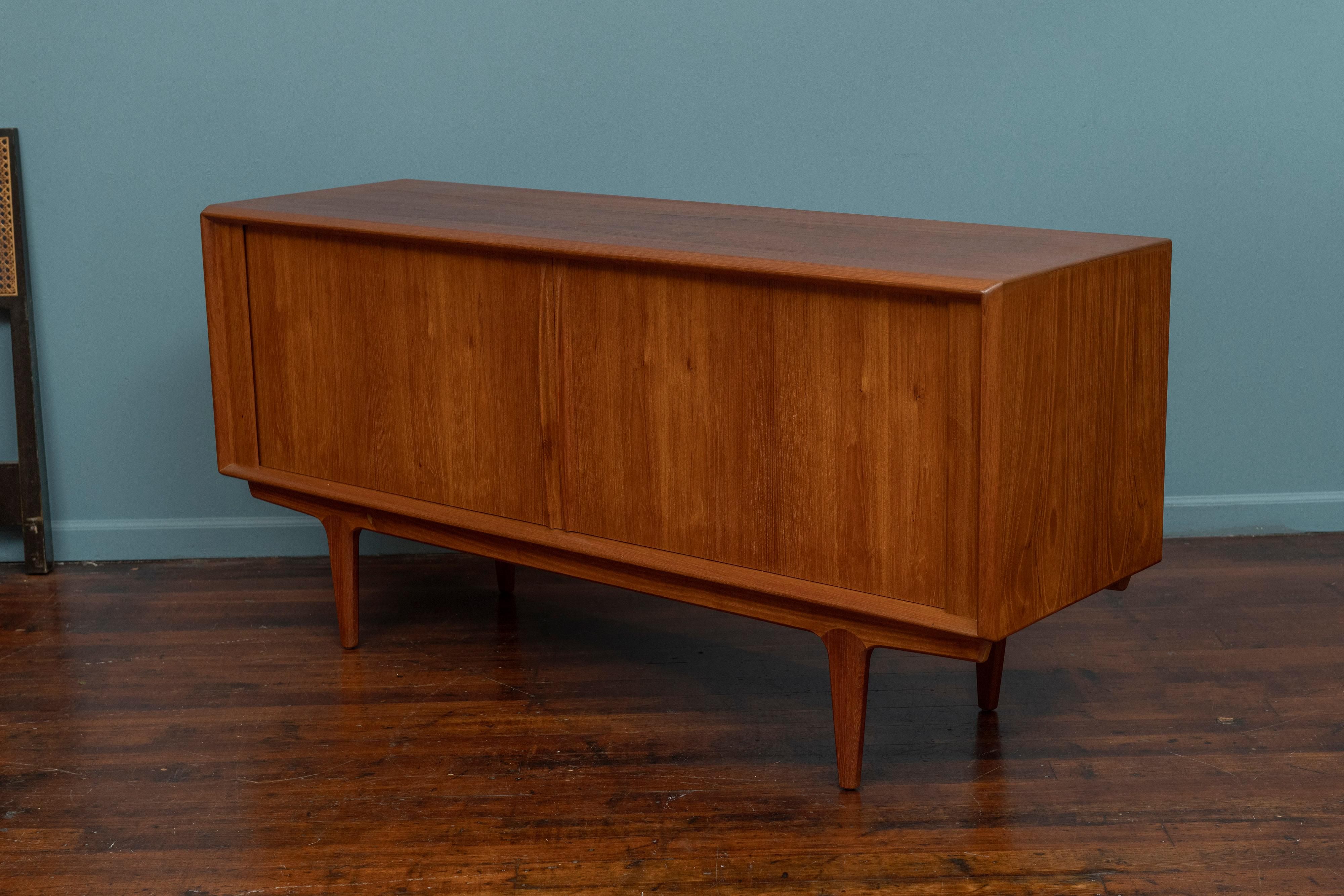Mid-20th Century Bernhard Pedersen Tambour Door Teak Credenza