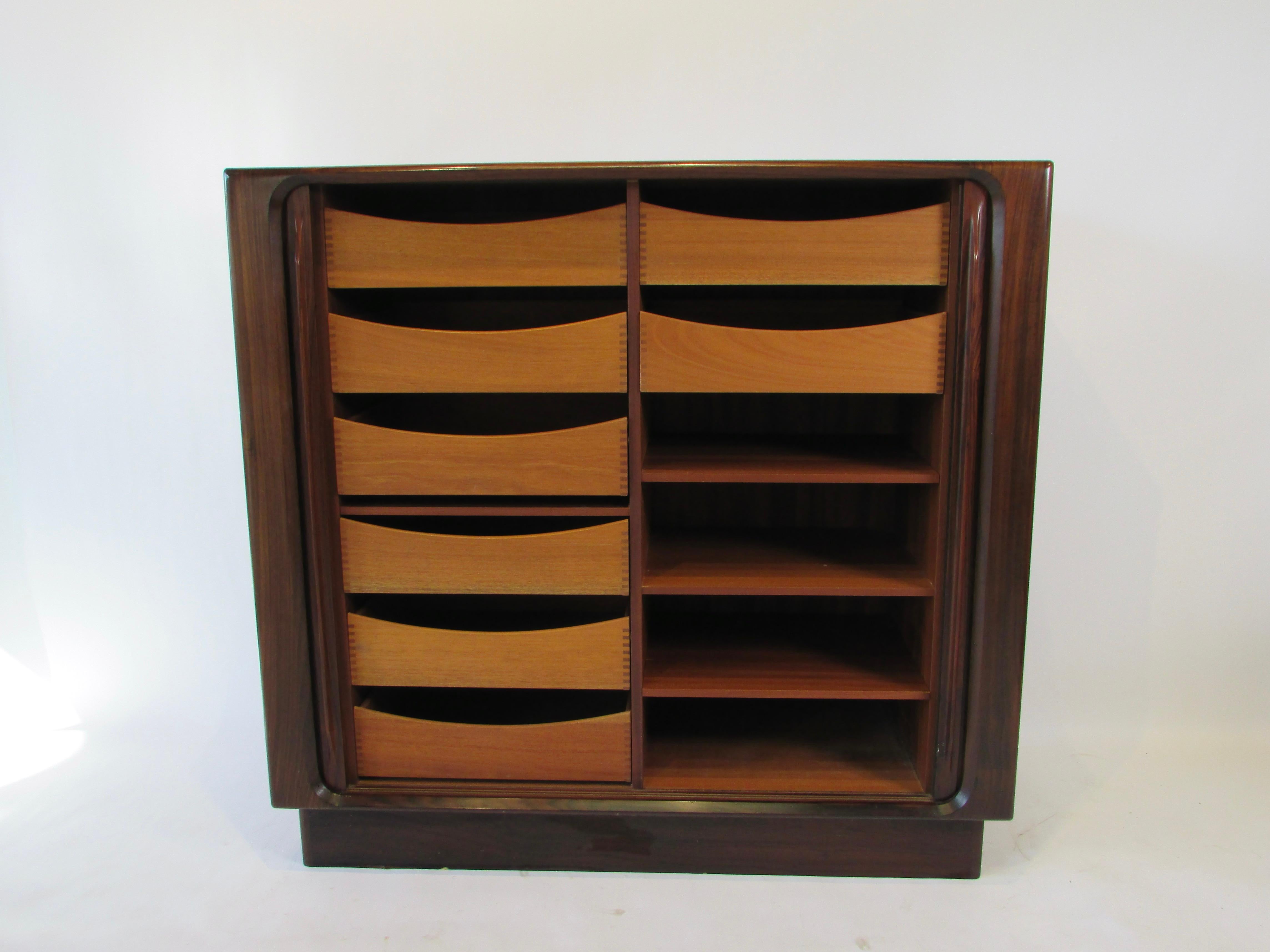 20th Century Bernhard Pederson and Son Tambour Front Rosewood Gentlemans Chest For Sale
