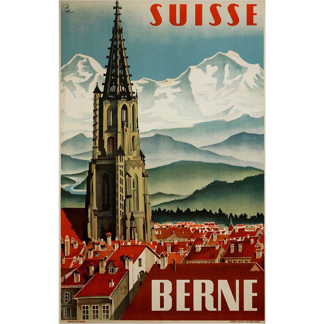 Original 1934 travel poster by Swiss artist Bernhard Reber - Berne Suisse
