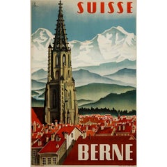 Vintage Original 1934 travel poster by Swiss artist Bernhard Reber - Berne Suisse