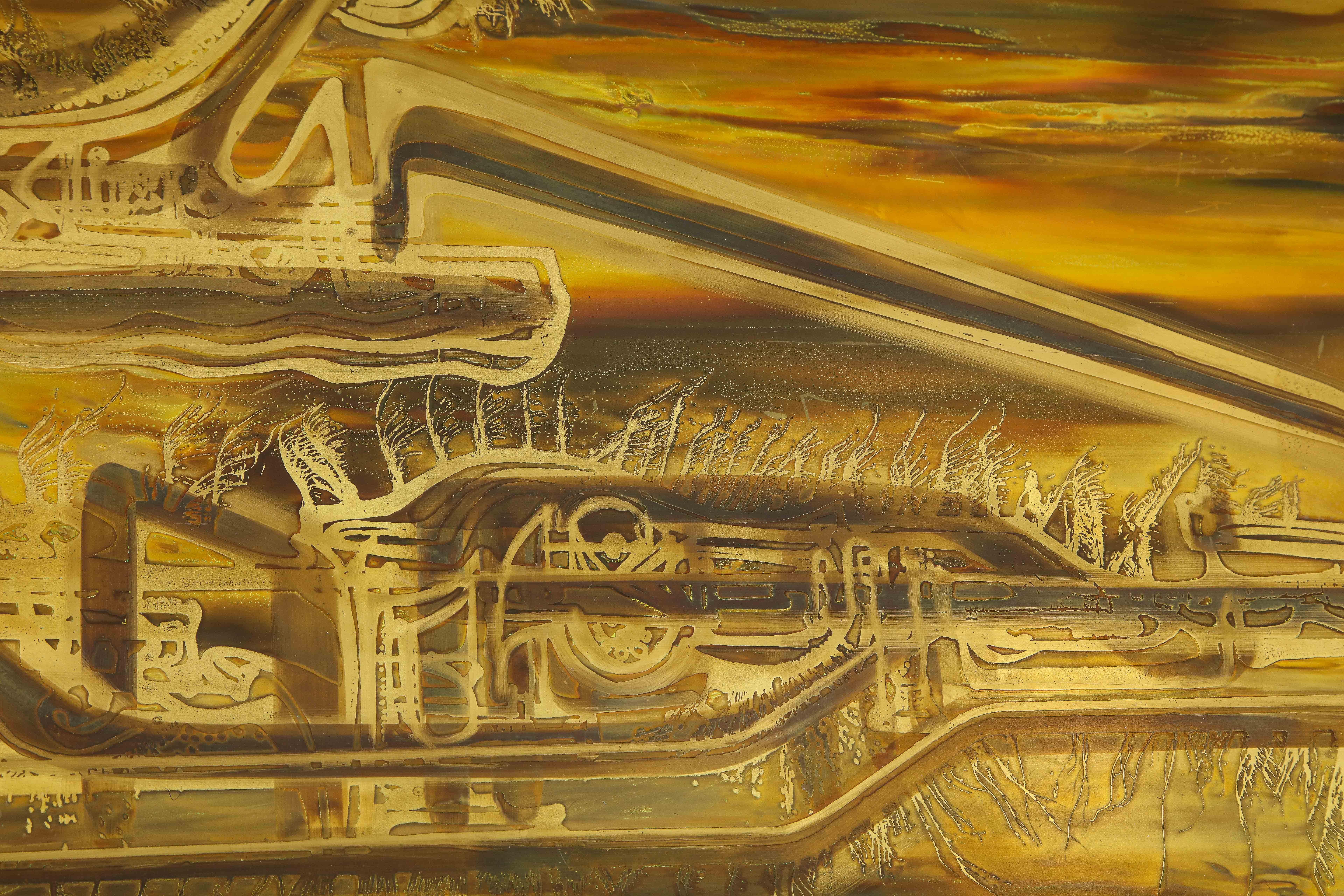 Bernhard Rhone Acid Etched Aged Brass Credenza 11