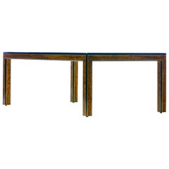 Bernhard Rohne Acid Etched Brass and Glass Dining Table for Mastercraft