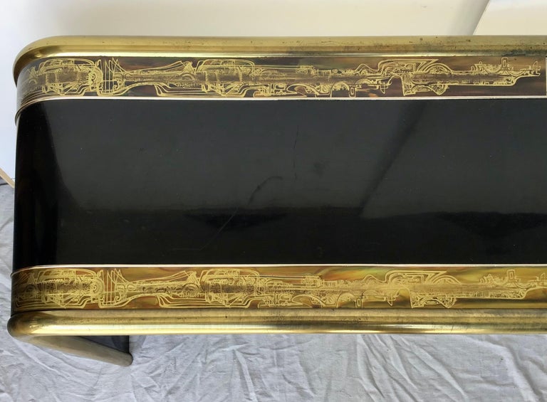 Bernhard Rohne Acid Etched Brass Console Table for Mastercraft For Sale ...