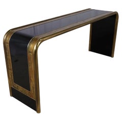 Bernhard Rohne Acid Etched Brass Console Table for Mastercraft