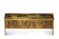 Bernhard Rohne Acid Etched Brass Credenza or Console for Mastercraft, c. 1970s