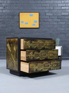 Bernhard Rohne Acid Etched Brass Dresser for Mastercraft