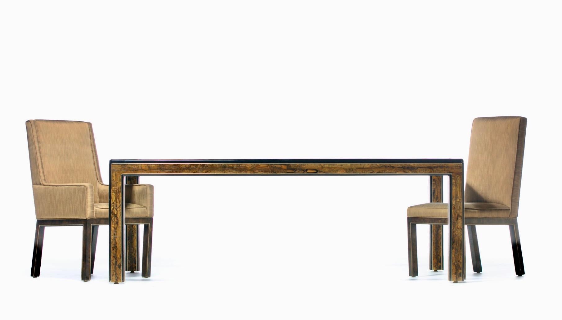 Bernhard Rohne Acid Etched Brass and Glass Dining Table for Mastercraft 9