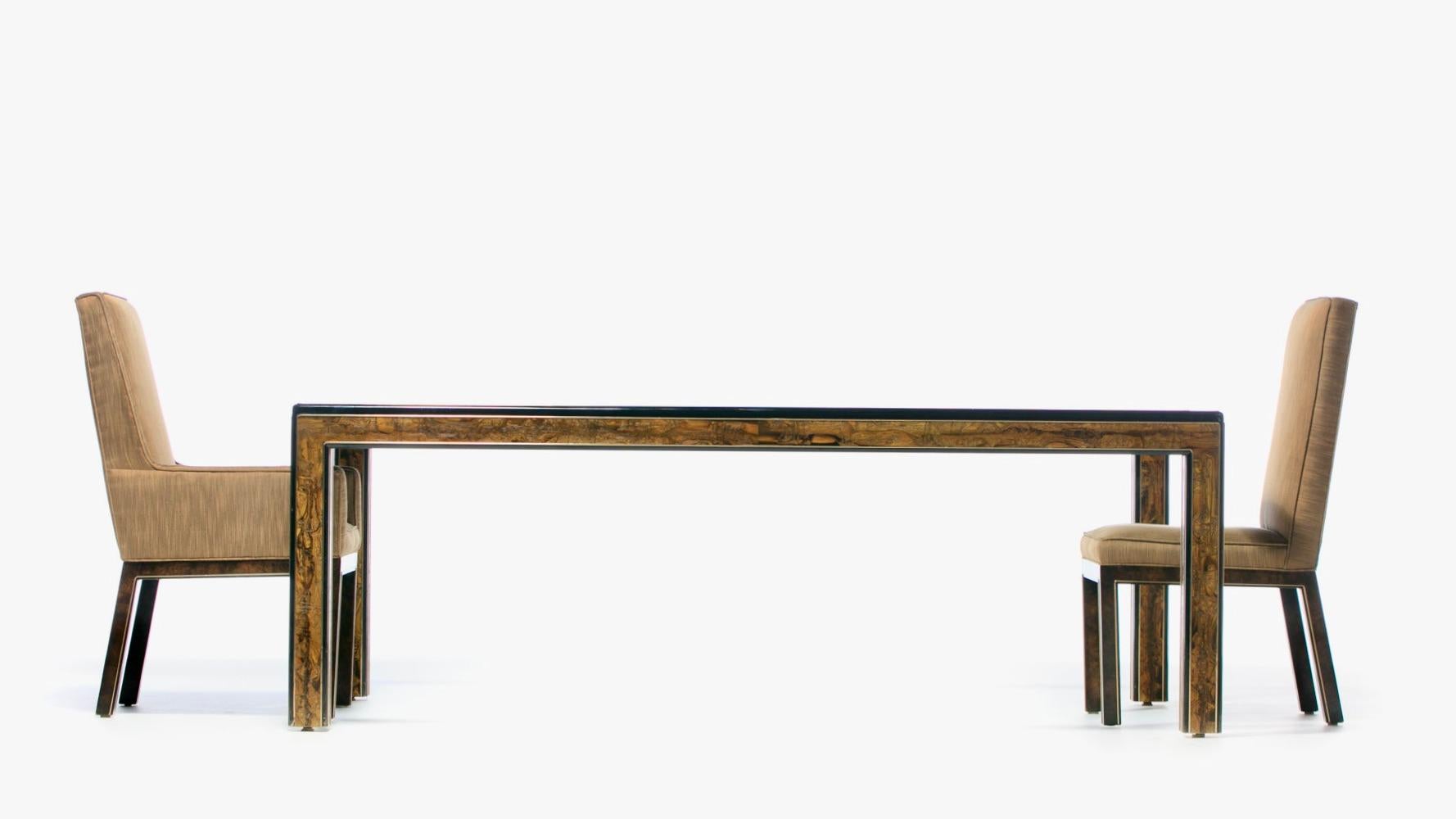 Bernhard Rohne Acid Etched Brass and Glass Dining Table for Mastercraft 10