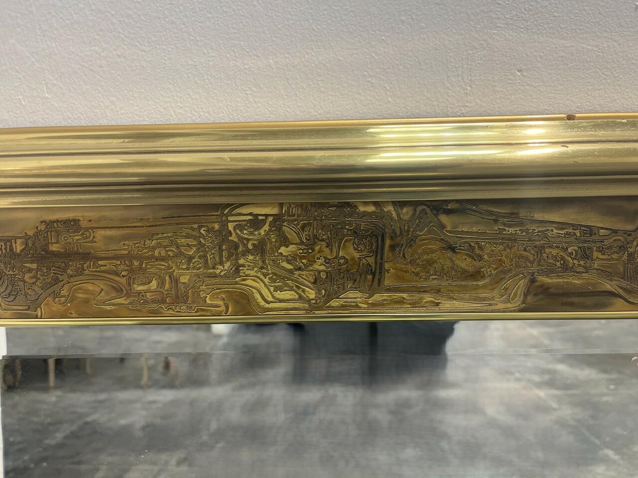 Mid-Century Modern Bernhard Rohne Miroir Mastercrafters en laiton gravé à l'acide en vente