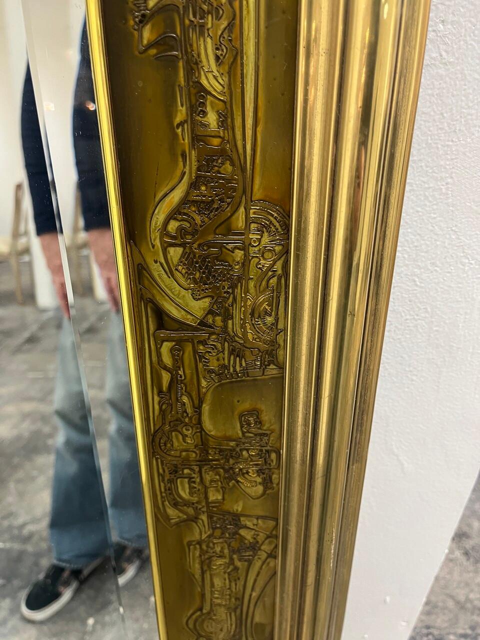 Américain Bernhard Rohne Miroir Mastercrafters en laiton gravé à l'acide en vente