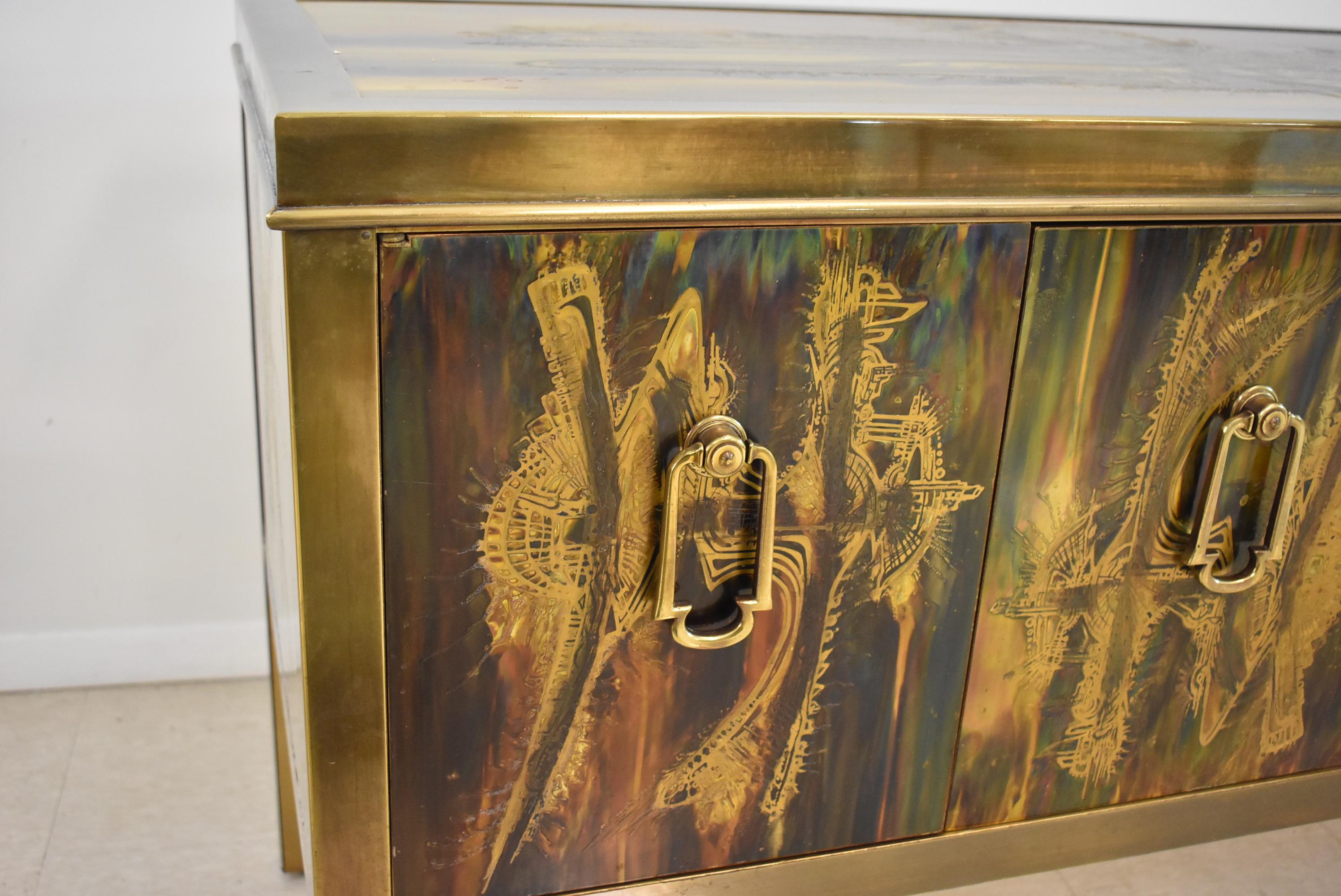 Brass Bernhard Rohne Credenza for Mastercraft For Sale