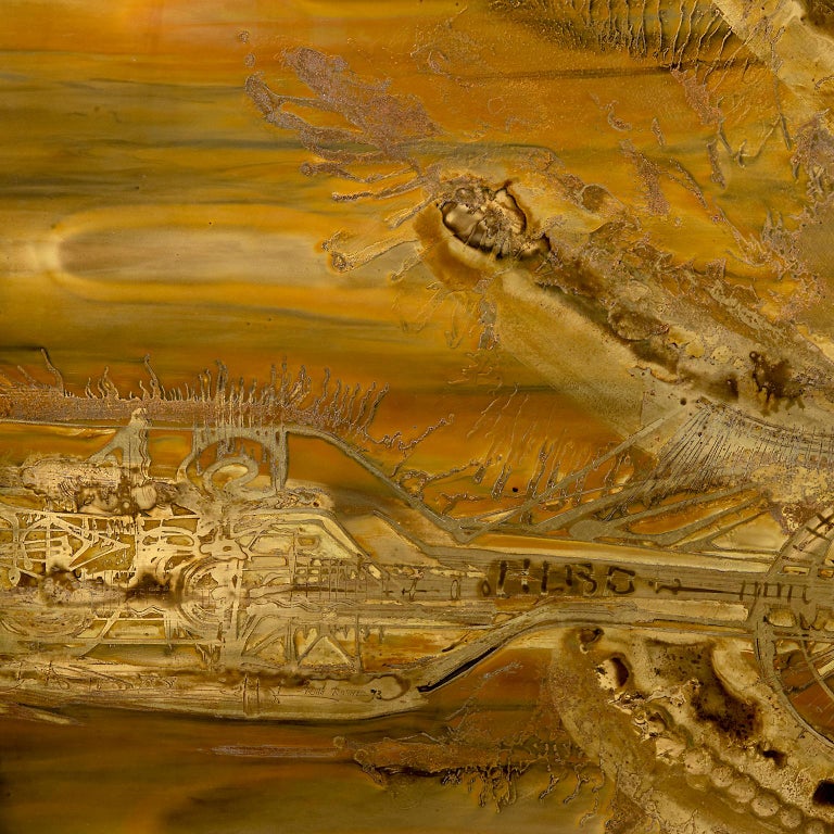Bernhard Rohne Etched Brass Abstract, Circa 1973 at 1stDibs